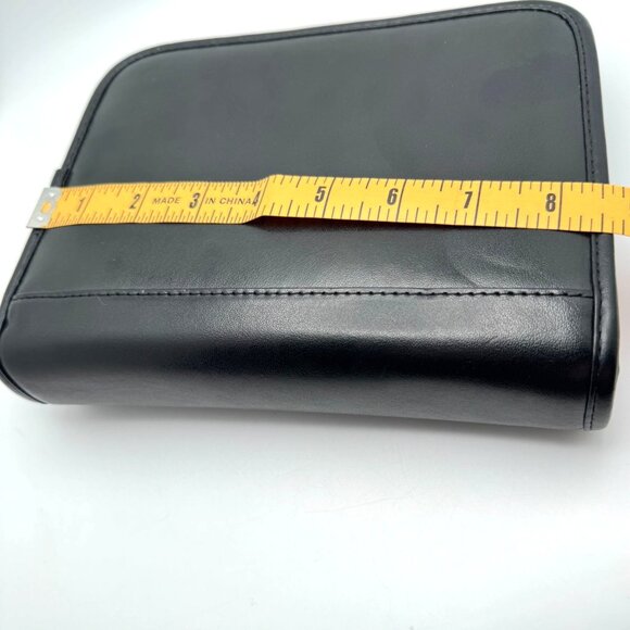 Franklin Covey Black Vegan Leather Zippered Binder Compact Sz Organizer 6 Rings - Picture 3 of 13